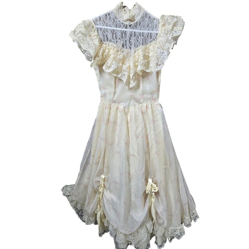 Gunne Sax Jessica McClintock Vintage 80s Lace Prairie Wedding Prom Dress 11